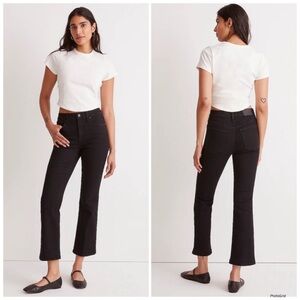 Madewell Mid-Rise Kick Out Crop Bootcut Black Jeans 25